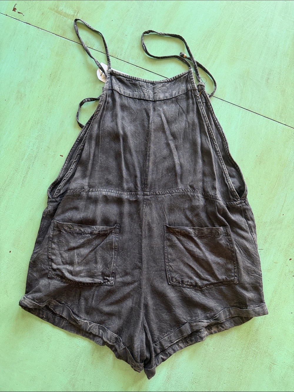 Angie Black Washed Romper Overalls - Picture 4 of 5